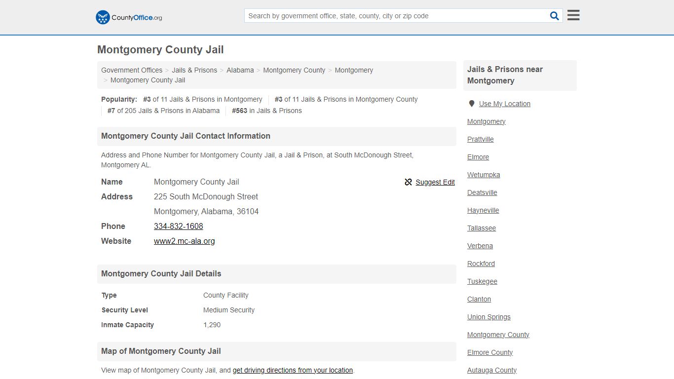 Montgomery County Jail - Montgomery, AL (Address and Phone)
